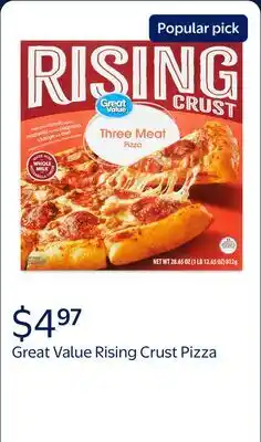 Walmart Great Value Rising Crust Frozen Pizza, Three Meat offer