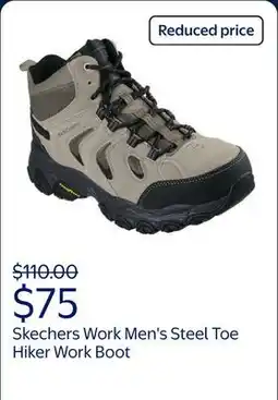 Walmart Skechers Work Men's Steel Toe High Top Lace Up Hiker Work Boot w/ Goodyear Rubber Outsole offer