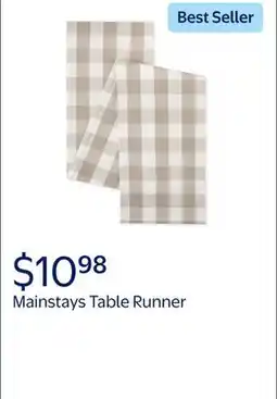 Walmart Mainstays Table Runner Beige Plaid, 14 x 72, 100% Polyester offer