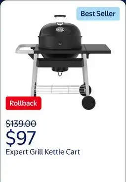 Walmart Expert Grill Kettle Cart with Pizza Accessories and Warming Rack offer