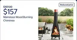 Walmart Mainstays 67 Tall Round Powder-Coated-Black Finish Steel Wood Burning Chiminea offer