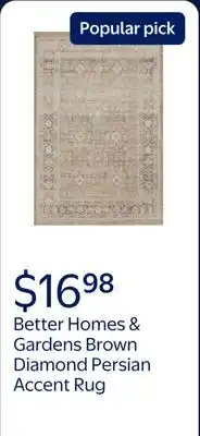 Walmart Better Homes & Gardens Brown Diamond Persian Indoor 24 x 36 Accent Rug offer