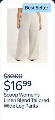 Walmart Scoop Women's and Women's Plus Linen Blend Tailored Wide Leg Pants offer