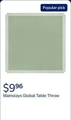 Walmart Mainstays Global Table Throw - Green - 100% Cotton offer