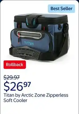 Walmart Titan by Arctic Zone 12 Can, 8 Quart Zipperless Soft Cooler, Ocean Blue offer
