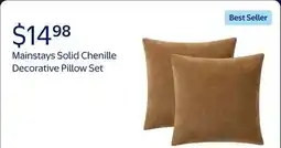 Walmart Mainstays Solid Chenille Decorative Pillow Set, Brown offer