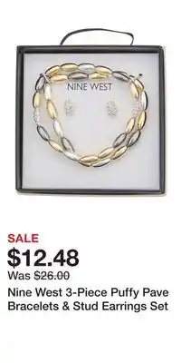 Kohl's Nine West 3-Piece Puffy Pave Bracelets & Stud Earrings Set offer