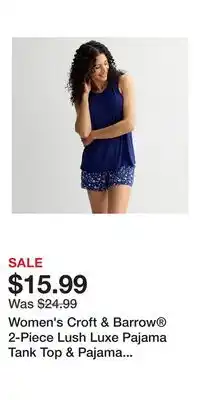 Kohl's Women's Croft & Barrow 2-Piece Lush Luxe Pajama Tank Top & Pajama Shorts Set offer