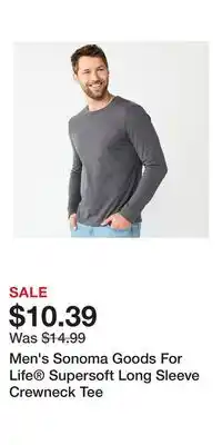 Kohl's Men's Sonoma Goods For Life Supersoft Long Sleeve Crewneck Tee offer