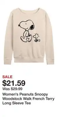 Kohl's Women's Peanuts Snoopy Woodstock Walk French Terry Long Sleeve Tee offer
