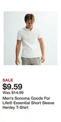Kohl's Men's Sonoma Goods For Life Essential Short Sleeve Henley T-Shirt offer