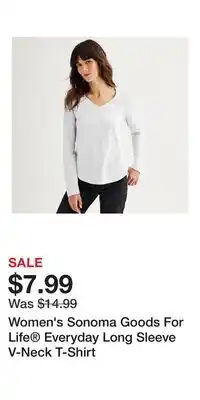 Kohl's Women's Sonoma Goods For Life Everyday Long Sleeve V-Neck T-Shirt offer