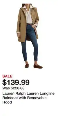 Nordstrom Lauren Ralph Lauren Longline Raincoat with Removable Hood offer