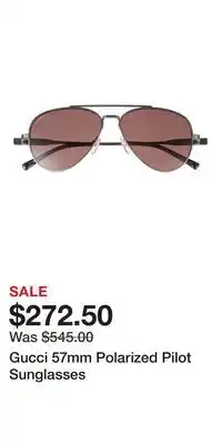 Nordstrom Gucci 57mm Polarized Pilot Sunglasses offer