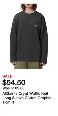 Nordstrom AllSaints Crypt Waffle Knit Long Sleeve Cotton Graphic T-Shirt offer