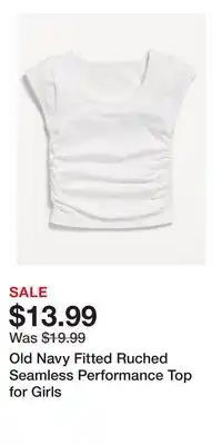 Old Navy Old Navy Fitted Ruched Seamless Performance Top for Girls offer