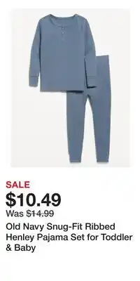 Old Navy Old Navy Snug-Fit Ribbed Henley Pajama Set for Toddler & Baby offer
