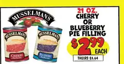 Ollie's MUSSELMAN'S 21 OZ. CHERRY OR BLUEBERRY PIE FILLING offer