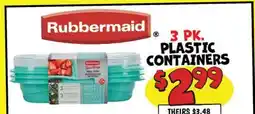 Ollie's Rubbermaid 3 РК. PLASTIC CONTAINERS offer