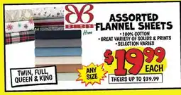 Ollie's BIBB ASSORTED FLANNEL SHEETS offer