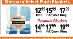 Ocean State Job Lot Sherpa or Velvet Plush Blankets offer
