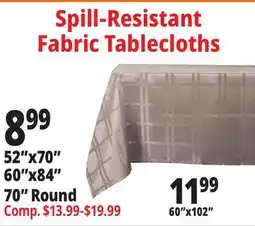 Ocean State Job Lot 52x70 60x84 70 Round Spill-Resistant Fabric Tablecloths offer