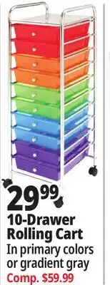 Ocean State Job Lot 10-Drawer Rolling Cart offer