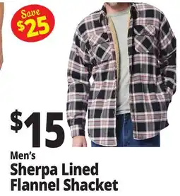 Ocean State Job Lot Men's Sherpa Lined Flannel Shacket offer
