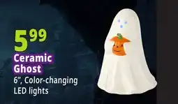 Ocean State Job Lot Ghost Holding Pumpkin LED Ceramic offer