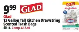 Ocean State Job Lot Glad 13 Gallon Tall Kitchen Drawstring Scented Trash Bags offer