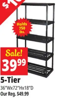 Ocean State Job Lot Maxit 5-Tier Heavy-Duty Plastic Shelving Unit offer