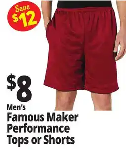 Ocean State Job Lot Men's Famous Maker Performance Tops or Shorts offer