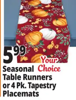 Ocean State Job Lot Seasonal Table Runners or 4 Pk. Tapestry Placemats offer