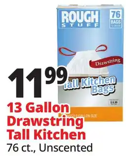 Ocean State Job Lot Rough Stuff 13 Gal Tall Kitchen Trash Bags with Drawstring 76 Count offer