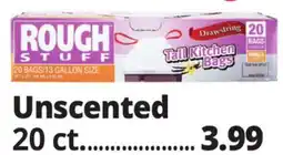 Ocean State Job Lot Rough Stuff 13 Gal Tall Kitchen Trash Bags with Drawstring 20 Count offer