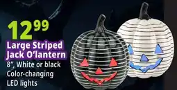 Ocean State Job Lot Ceramic LED Striped White Jack-O-Lantern offer