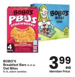 Albertsons Bobo's breakfast bars or oat bites offer