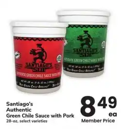 Albertsons Santiago's authentic green chile sauce with pork offer