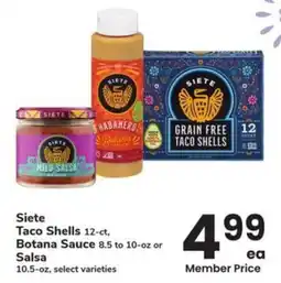 Albertsons Siete taco shells botana sauce or salsa offer