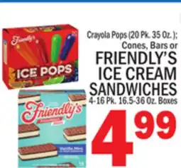 C Town FRIENDLY'S ICE CREAM SANDWICHES 4-16 Pk. 16.5-36 Oz. Boxes offer