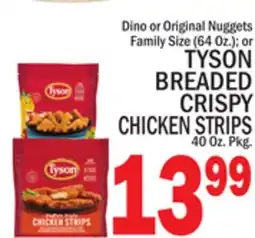 C Town TYSON BREADED CRISPY CHICKEN STRIPS 40 Oz. Pkg offer