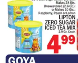 C Town LIPTON ZERO SUGAR ICED TEA MIX 2.9 Oz. Cnstr offer
