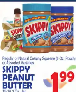 Bravo Supermarkets SKIPPY PEANUT BUTTER 15-16.3 Oz. Jar offer