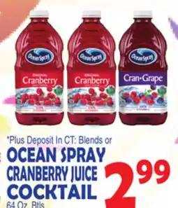 Bravo Supermarkets OCEAN SPRAY CRANBERRY JUICE COCKTAIL offer
