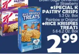 Bravo Supermarkets KELLOGG'S SPECIAL K PASTRY CRISPS, RICE KRISPIES TREATS offer