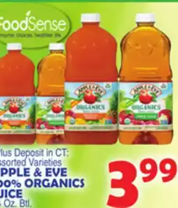 Bravo Supermarkets APPLE & EVE 100% ORGANICS JUICE offer