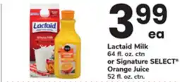 ACME Lactaid Milk 64 fl. oz. ctn or Signature SELECT Orange Juice 52 fl. oz. ctn offer