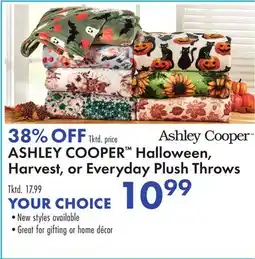 Boscov's ASHLEY COOPER Halloween, Harvest, or Everyday Plush Throws offer