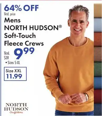 Boscov's Mens NORTH HUDSON Soft-Touch Fleece Crews offer