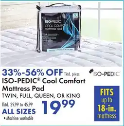 Boscov's ISO-PEDIC Cool Comfort Mattress Pad offer